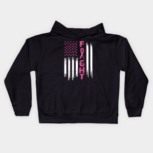 Breast Cancer Awareness T-Shirt American Flag Distressed Kids Hoodie